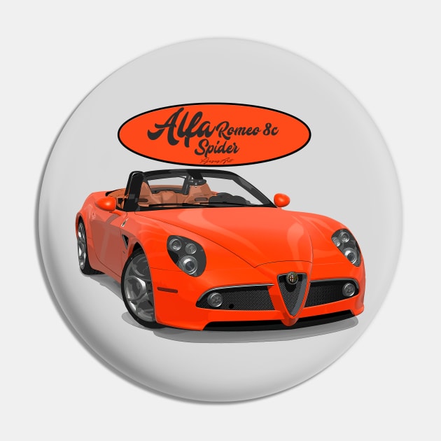 ALFA ROMEO 8C SPIDER Orange Pin by PjesusArt