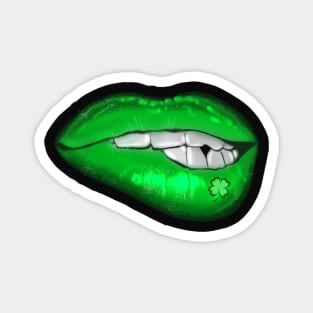 St. Patrick’s Day Green Mouth Biting Lip Shamrock Tattoo Magnet