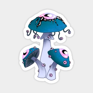 Dreamcore mushrooms with eyes: turquoise and rose Magnet