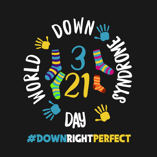 Down Right Perfect World Down Syndrome Awareness Day Socks by inksplashcreations