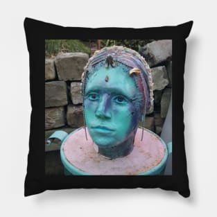 Blue Face Artsy Artistic Sticker Pillow