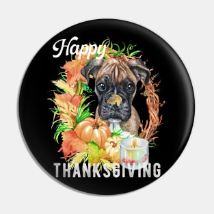 Boxer Dog Owner Thanksgiving Celebration Harvest Theme Pin