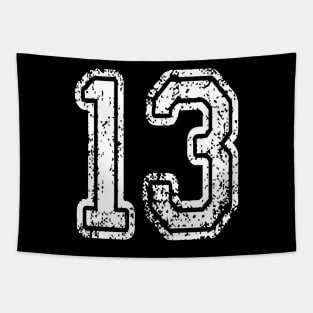 Number 13 Grungy in white Tapestry