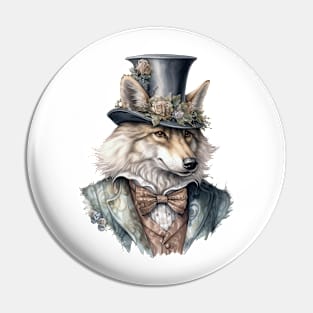 Watercolor Victorian Wolf #1 Pin