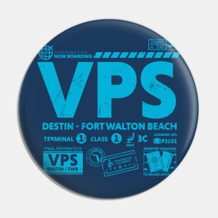 Vintage Destin Fort Walton Beach VPS Airport Code Travel Day Retro Travel Tag Florida Pin