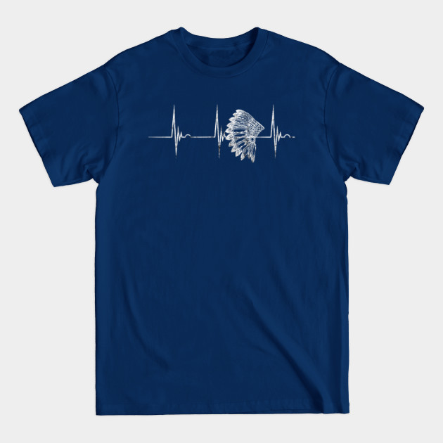 Disover Native American Heartbeat EKG Pulse Headdress Indian Chief - Native American - T-Shirt