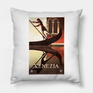 VENEZIA Italy Venice Gondola Art Deco Advertisement Vintage Italian Pillow