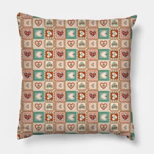 Retro Pattern Neck Gator Patchwork Hearts Pillow