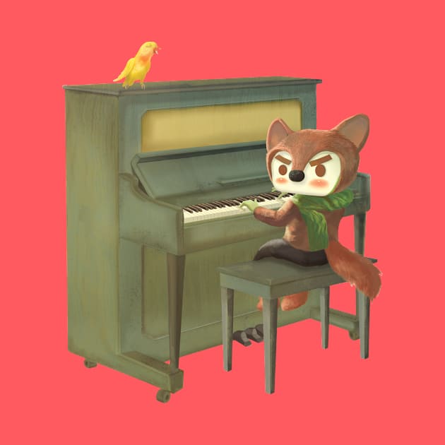 Fox Playing Piano by zkozkohi