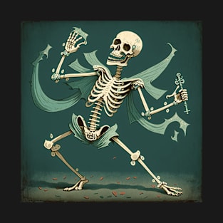 Happy skeleton dancing to his favorite song. T-Shirt