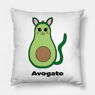 Avogato Cat Avocado Pun Joke Funny Illustration Pillow