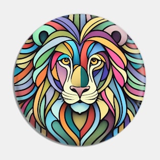 Colorful Abstract Lion Head Pin