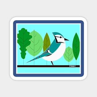 Minimalist Original Blue Jay Art Magnet