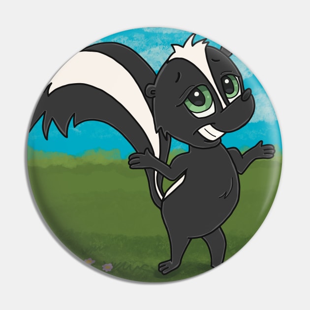 Skunk on grass Pin by Character Alley