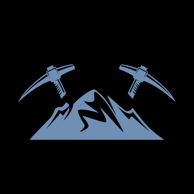 Mountains with pickaxe climber miner mining by HBfunshirts