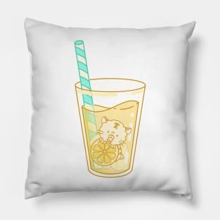 Cute cat character in cool lemonade Pillow