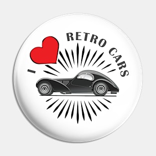 I Love Retro Cars Pin