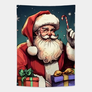 Captivating Christmas: Unleash Cheer with Unique Santa Claus Illustrations! Tapestry