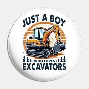 Kids Boy Who Loves Excavators Toddler Construction Pin