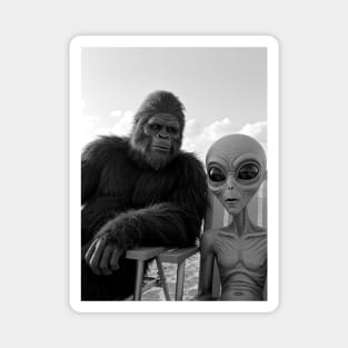Bigfoot and Alien Summer Time Magnet