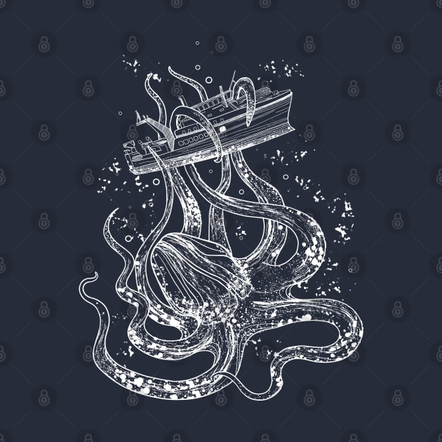 Kraken, a giant squid attacks the ship by IrynaPas