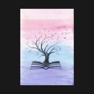 Mystical Tree Growing from an Opened Book T-Shirt