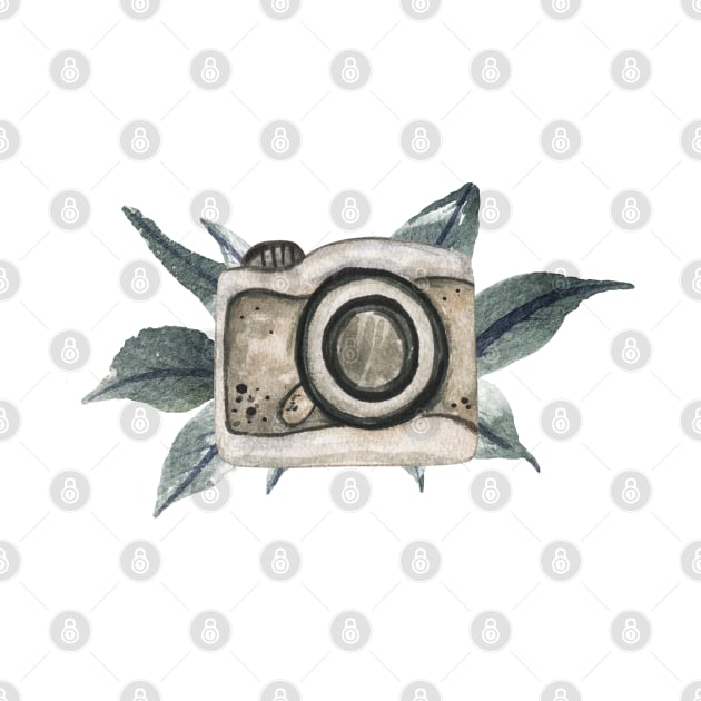 Watercolor Vintage boho Camera.Cartoon camera by HJstudioDesigns