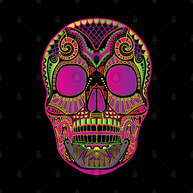 mexican sugar skull, bright neon colors by IrynaPas