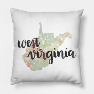 west virginia - calligraphy and abstract state outline Pillow