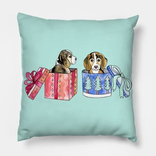 Two Beagles In Boxes Pillow