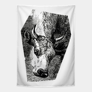 Cow Portrait Ink Drawing Tapestry