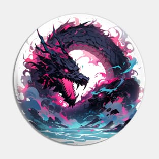 A black dragon with illustration Pin