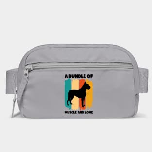 A Bundle Of Muscle And Love Retro Sunset Funny Boxer Puppy Dog Quote Humor Saying Bag
