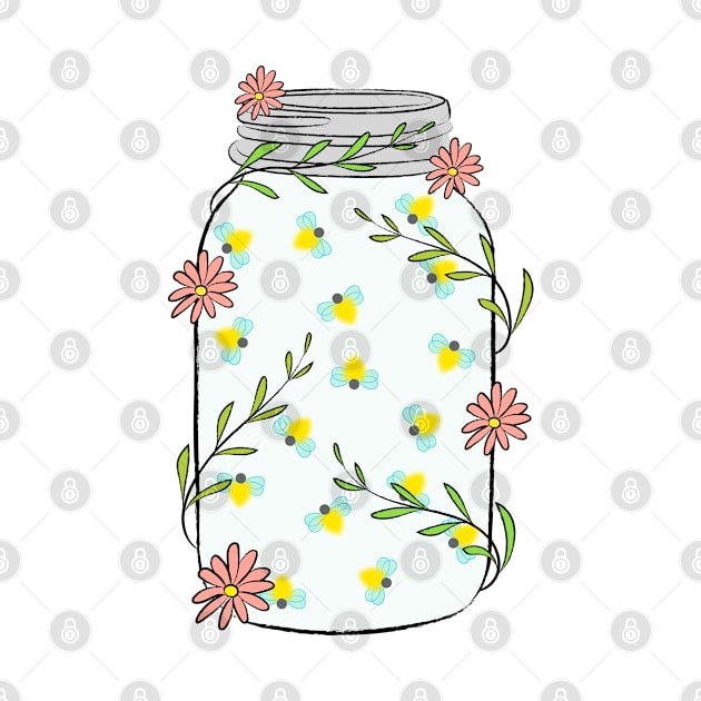 Mason Jar With Fireflies by Lizzamour