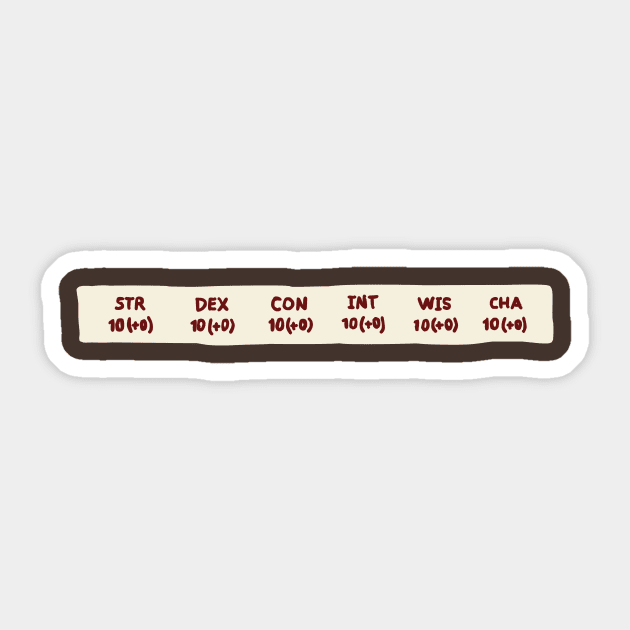 Deeply Average Stat Block Stat Block Sticker TeePublic