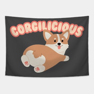 Corgilicious Corgi Dog - Cute Cartoon Pup Tapestry