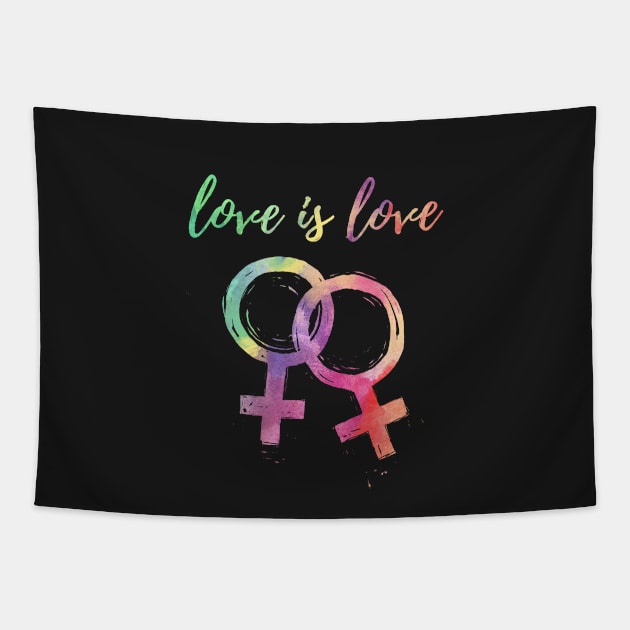 Love is Love Gay Femme Rainbow Tapestry by IllustratedActivist