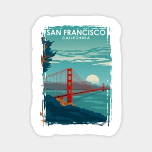 San Francisco California Travel Poster Golden Gate Brigde Magnet