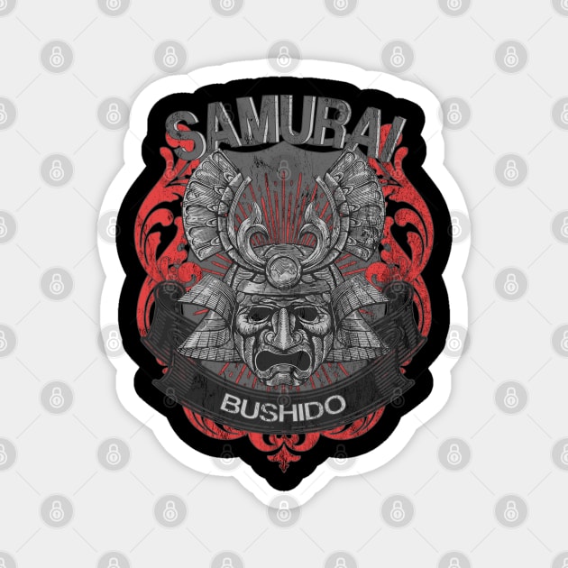 Samurai Warrior Mask Japanese Bushido Dragon Oni Knight Streetwear Urban 600 Magnet by dvongart