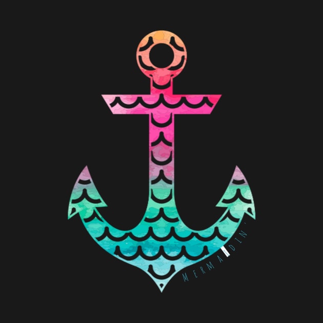 Mermaid Anchor Rainbow Fish Scale Sticker for Mermaids Lovers Pink Green Blue by gillys