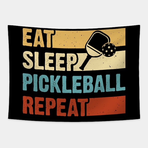 Eat Sleep Pickleball Repeat, Funny Pickleball Player Tapestry by Shrtitude