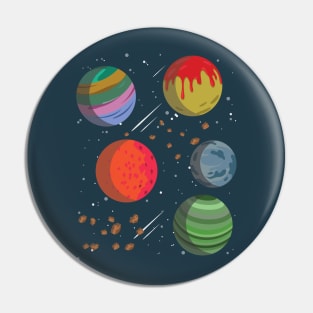 Colorful Planets in Outer Space Pin