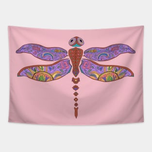 Boho Dragonfly Roses Paisley Dots Tapestry