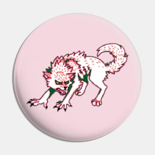 Pixel Werewolf (Red, White, and Green) Pin