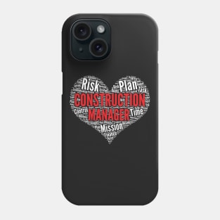 Construction Manager Heart Shape Word Cloud Design print Phone Case