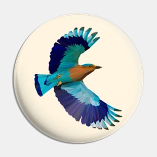 Indian Roller Bird Lowpoly Art Pin