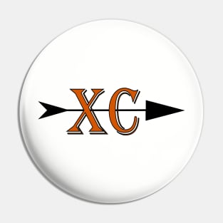 Cross Country Logo XC with an arrow in black and orange Pin