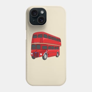 Double-decker bus cartoon illustration Phone Case