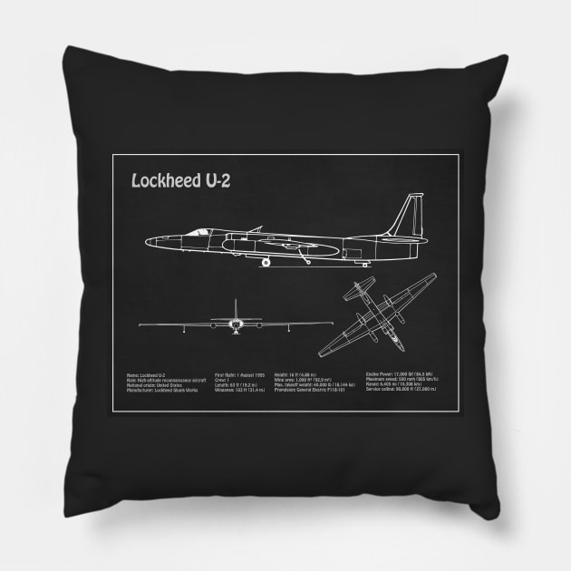 Lockheed U-2 Dragon Lady - PD Pillow by SPJE Illustration Photography