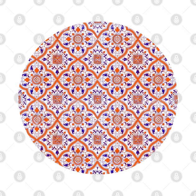 Arabic Orange and indigo Moroccan Pattern (Decorative Border) by The Ministry of Fashion Prints